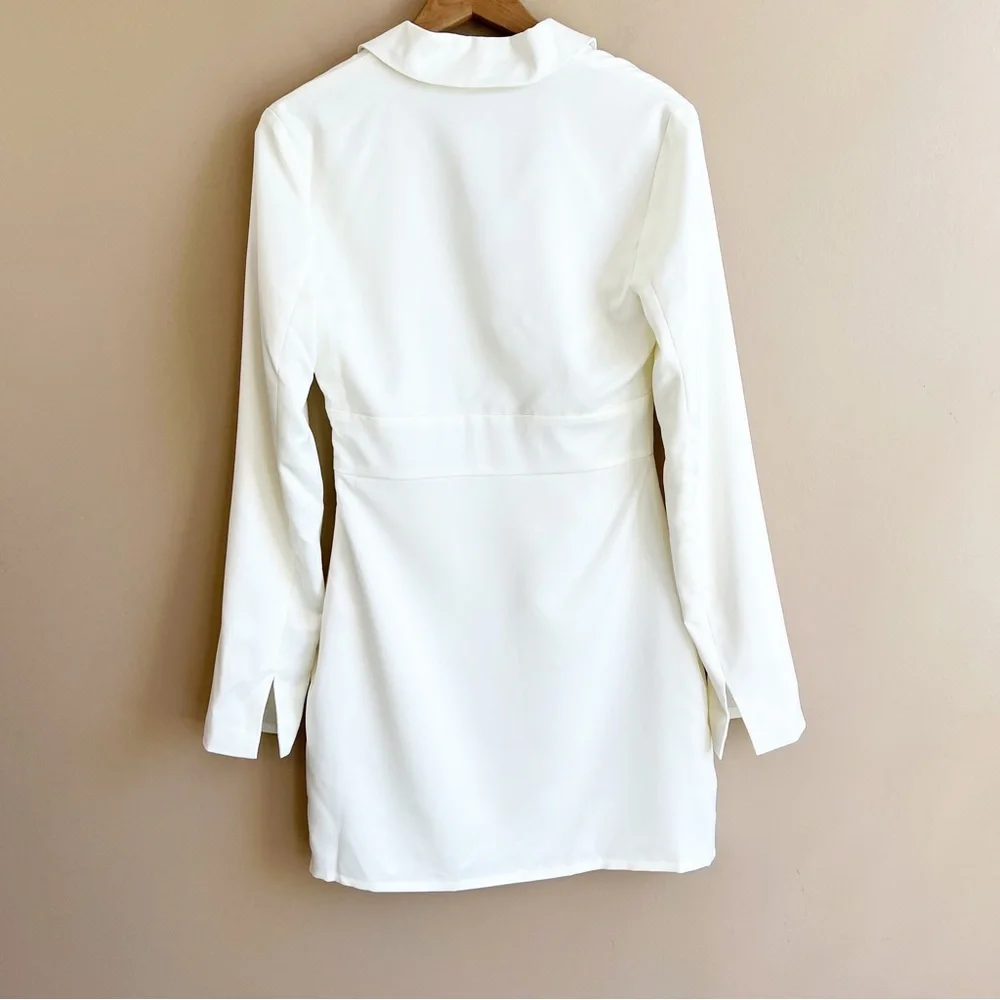 NWT TIGER MIST Ivory Cedar Dress Size Small Long Sleeve deep v-neckline - Picture 10 of 14